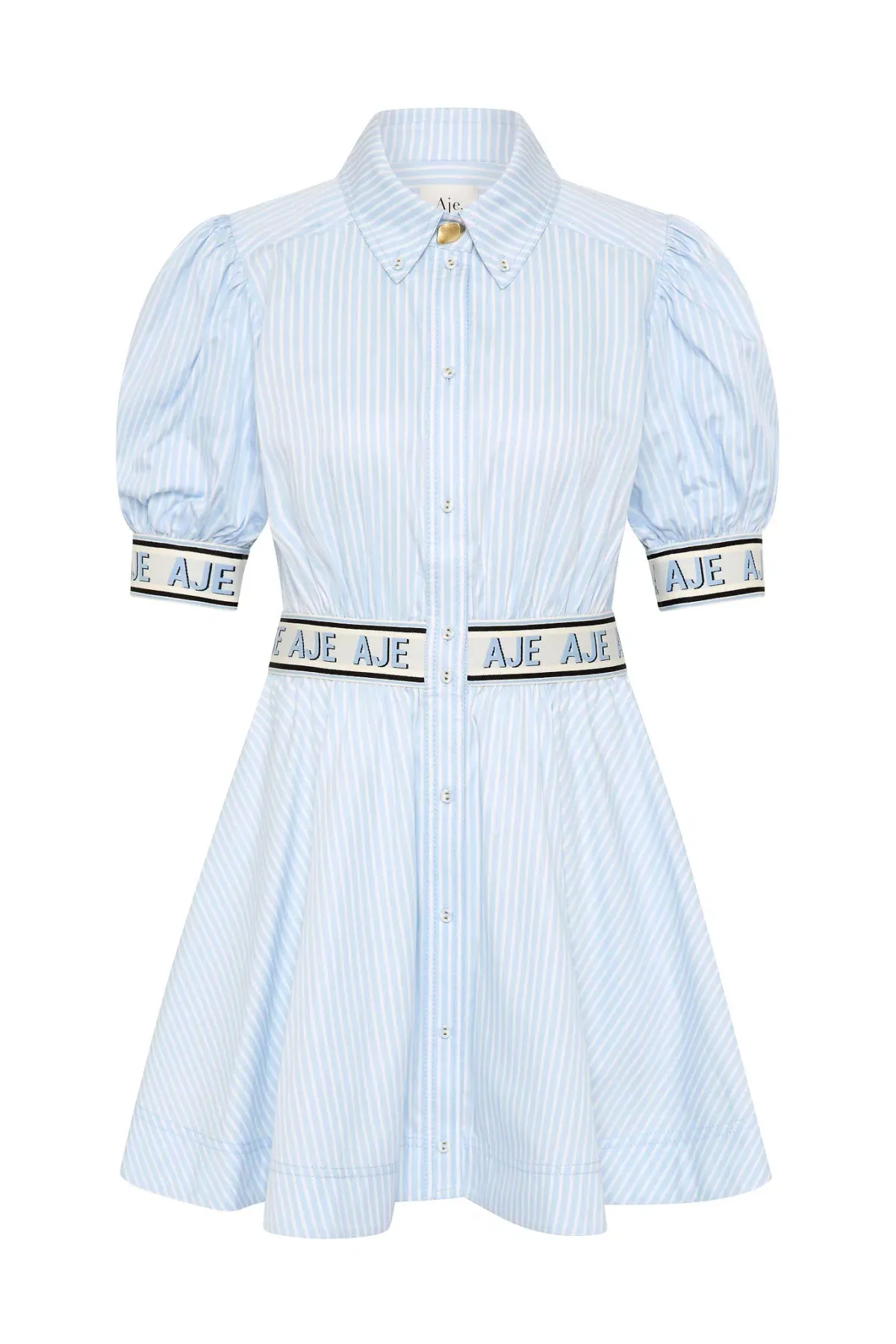 Aje Harling Logo Mini Dress in Muted Sky Size AU 8 - Image 5