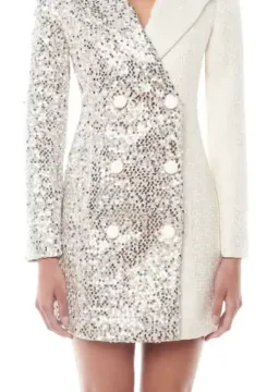 Eliya The Label Demi Blazer Dress White Sequin Size 10 for rent on The Volte - image 3