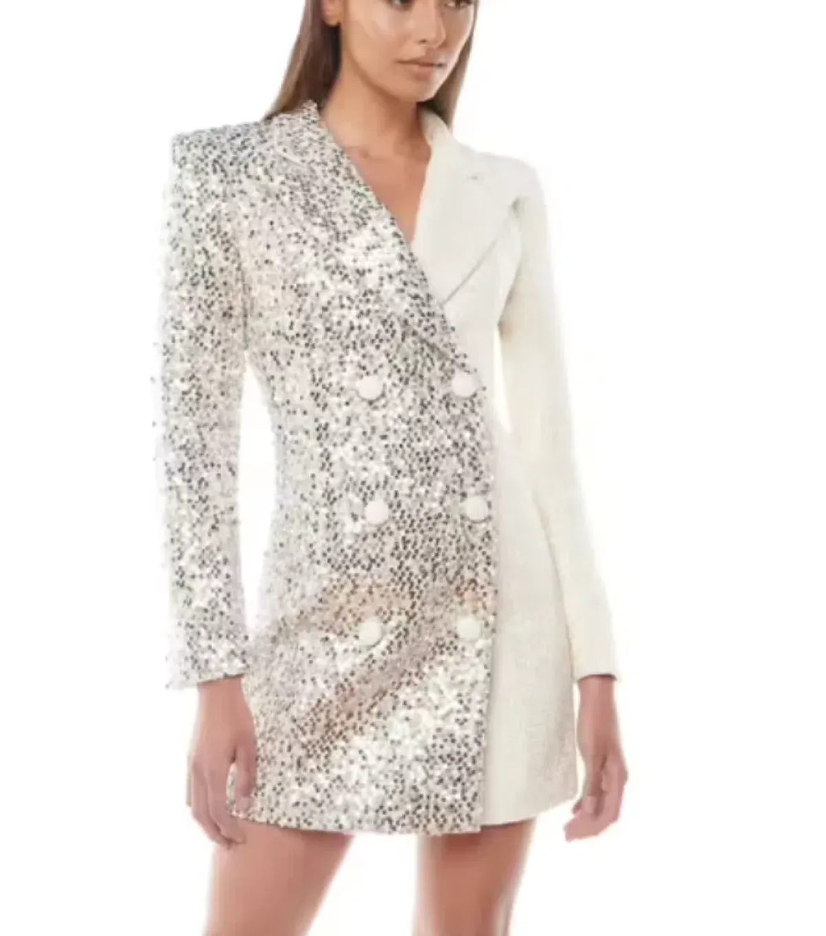 Eliya The Label Demi Blazer Dress White Sequin Size 10 for rent on The Volte - main image