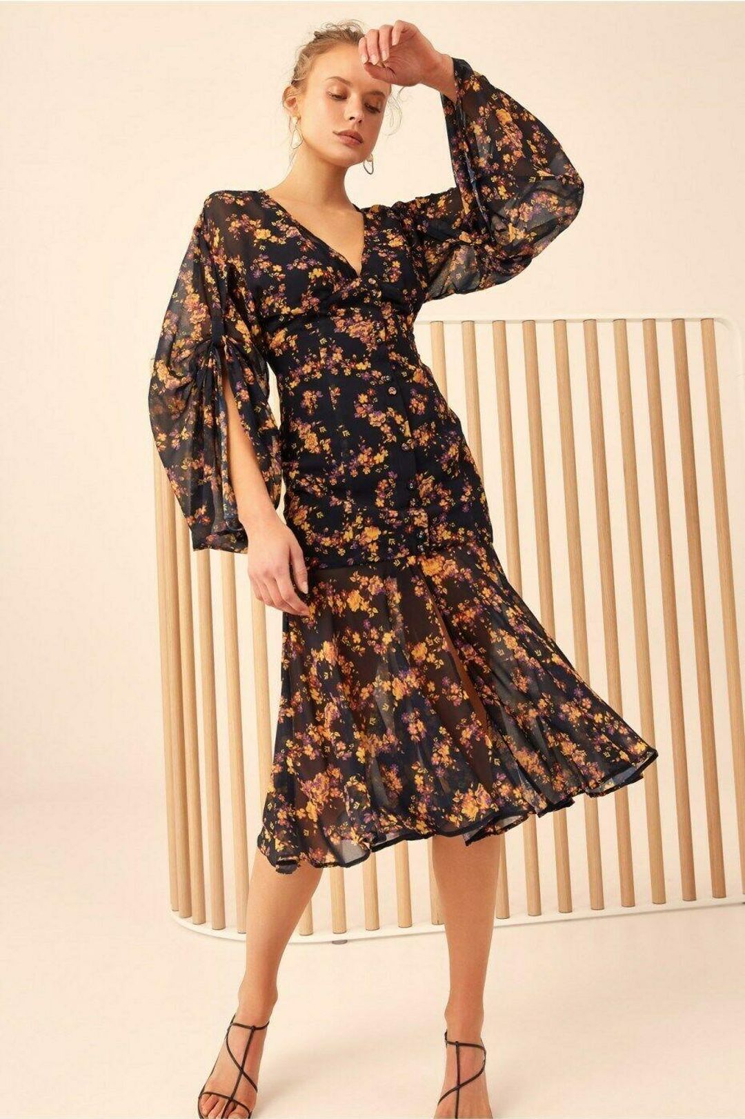 C/meo Collective Heartbreaker Dress Ink Botanical Size 14 for rent on The Volte - main image