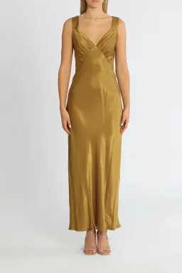 Shona Joy Giorgia Plunged Midi Dress in Olive Oil Size 10 for rent on The Volte - image 1