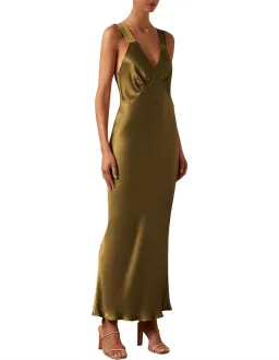 Shona Joy Giorgia Plunged Midi Dress in Olive Oil Size 10 for rent on The Volte - image 8