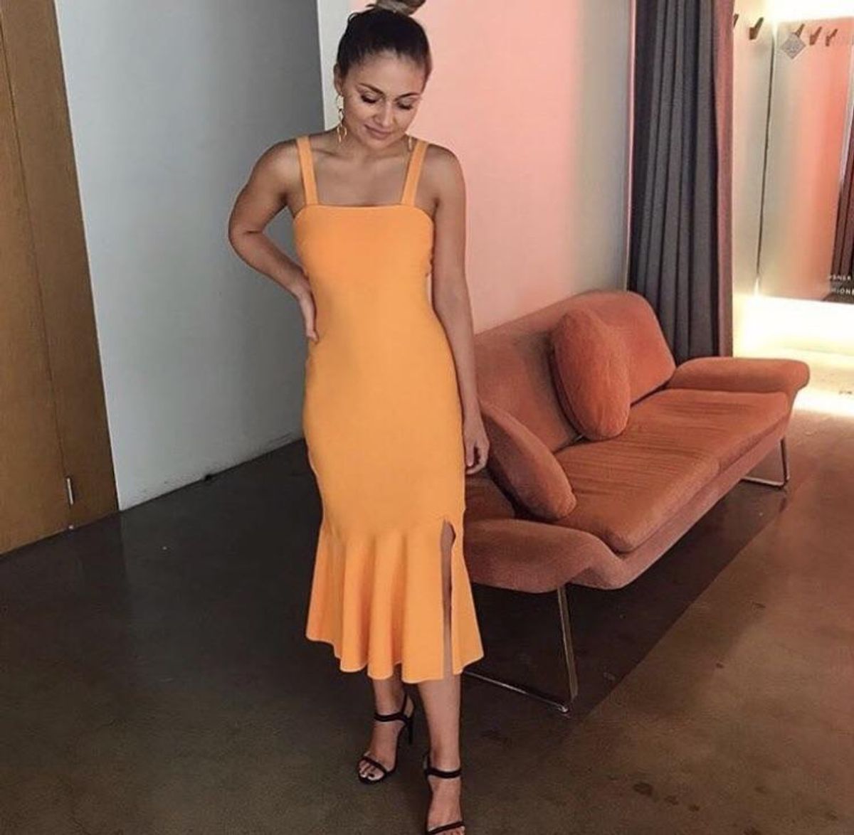 Finders Keepers Tribute Sorbet Midi Dress Yellow Size 10 - Image 3