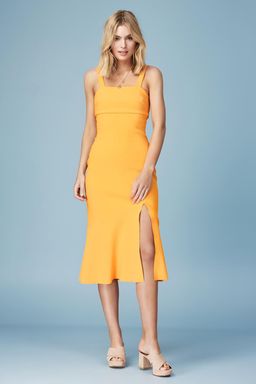 Finders Keepers Tribute Sorbet Midi Dress Yellow Size 10 for rent on The Volte - image 1