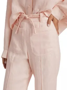 Zimmermann Crush Linen Flare Pant in Pink Size 1 / AU 10 for rent on The Volte - image 2