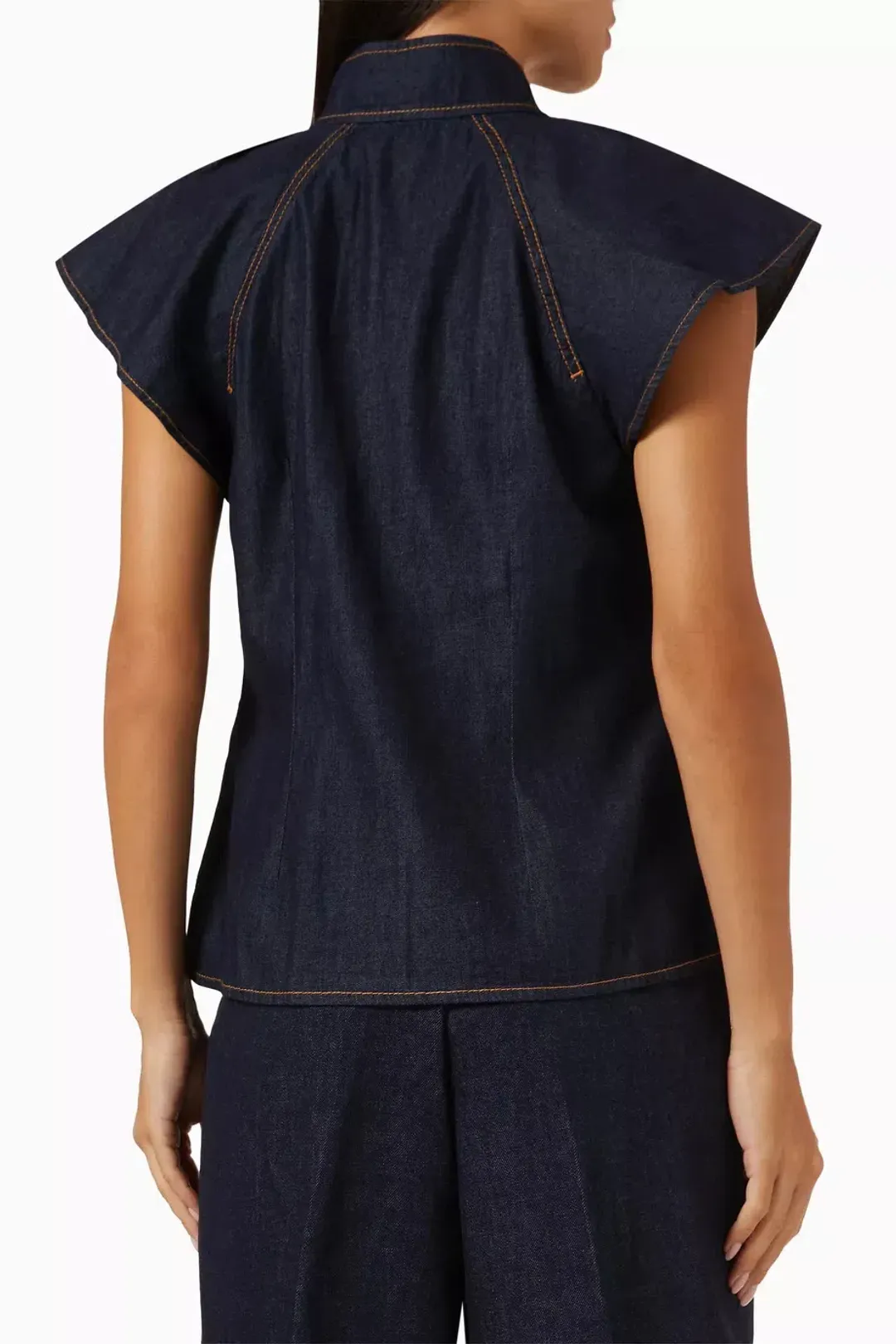 Zimmermann Crush Flutter Sleeve Shirt in Night Sky Size AU 12 for rent on The Volte - main image