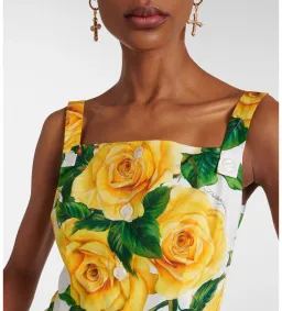 Dolce&Gabbana Rose Print Cotton Poplin Midi Dress AU 10 for rent on The Volte - image 4