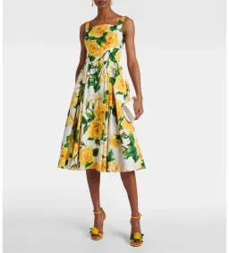 Dolce&Gabbana Rose Print Cotton Poplin Midi Dress AU 10 for rent on The Volte - image 1
