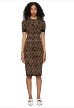 Fendi Knit Dress Midi Brown Size 10 for rent on The Volte - image 3