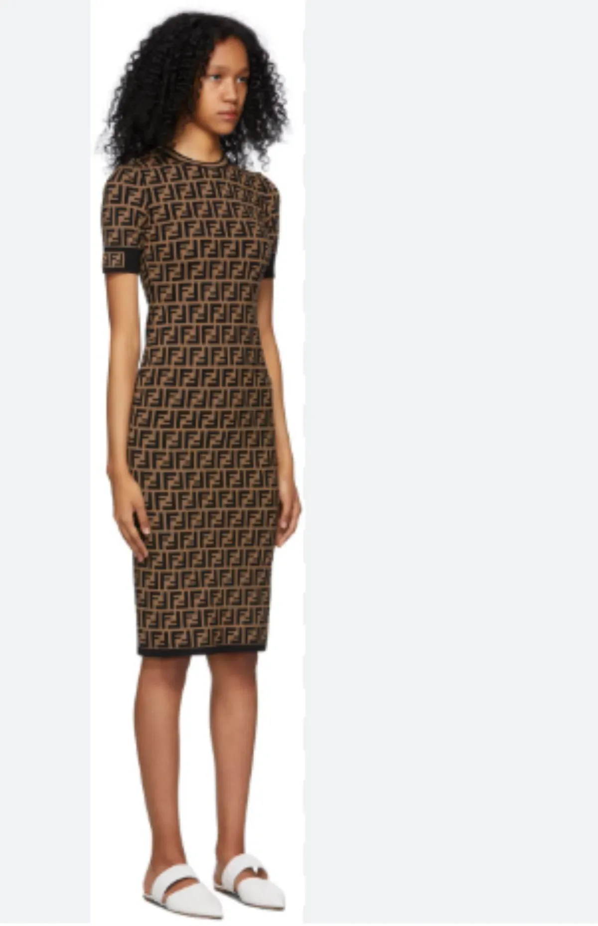 Fendi Knit Dress Midi Brown Size 10 for rent on The Volte - main image