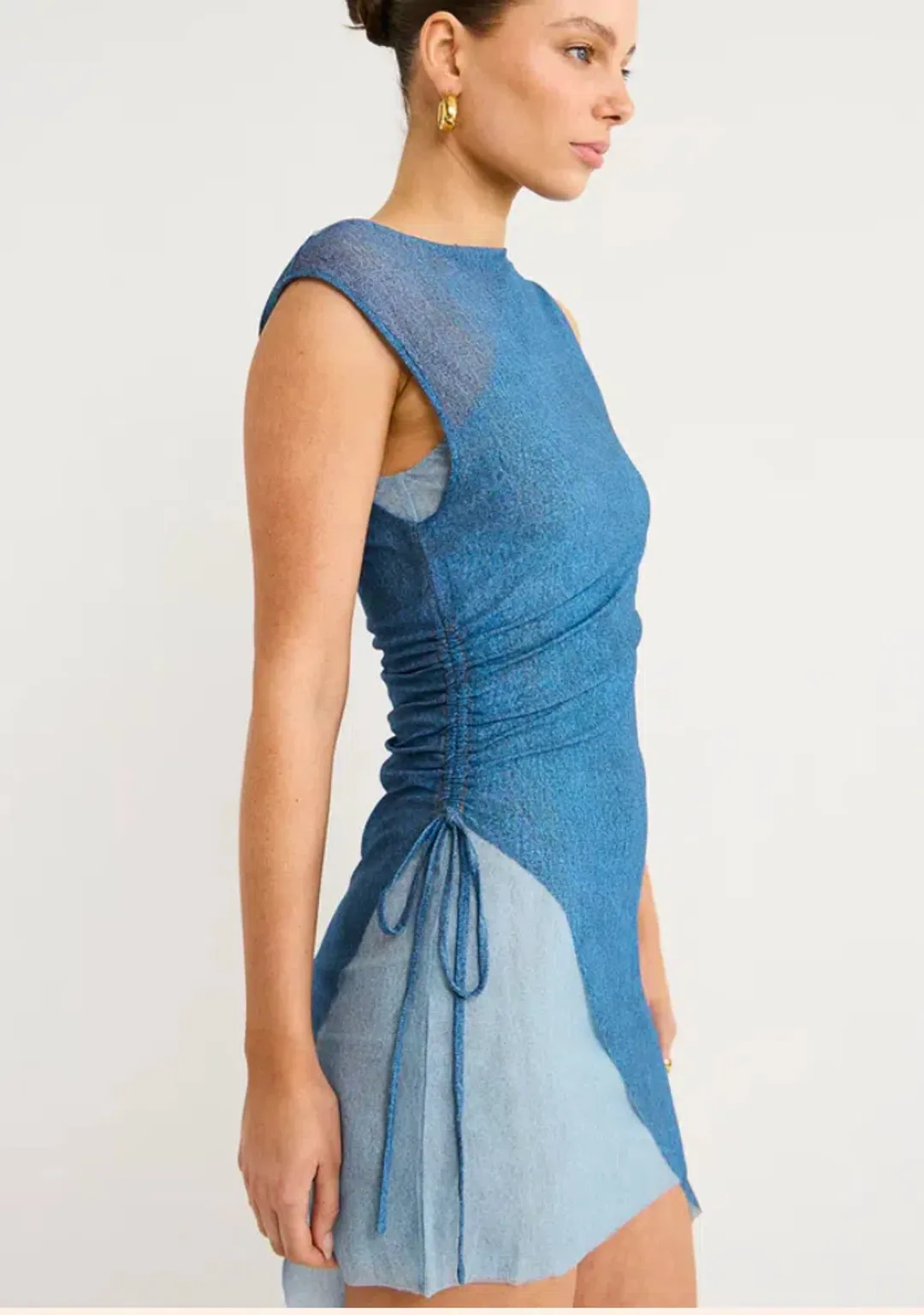 Bec and Bridge Hayden Asym Mini Dress in Spliced Denim Size 8 for rent on The Volte - main image
