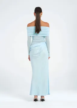 Benni Yasmin Off Shoulder Maxi Dress Baby Blue Size 8 for rent on The Volte - image 3