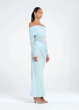 Benni Yasmin Off Shoulder Maxi Dress Baby Blue Size AU 10 for rent on The Volte - image 2
