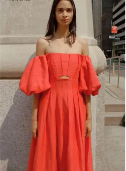 Aje Eugenie Midi Red Dress Size 8 for rent on The Volte - image 2