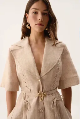 Aje Morgan Mini Dress Dune Beige Size 8 for rent on The Volte - image 3