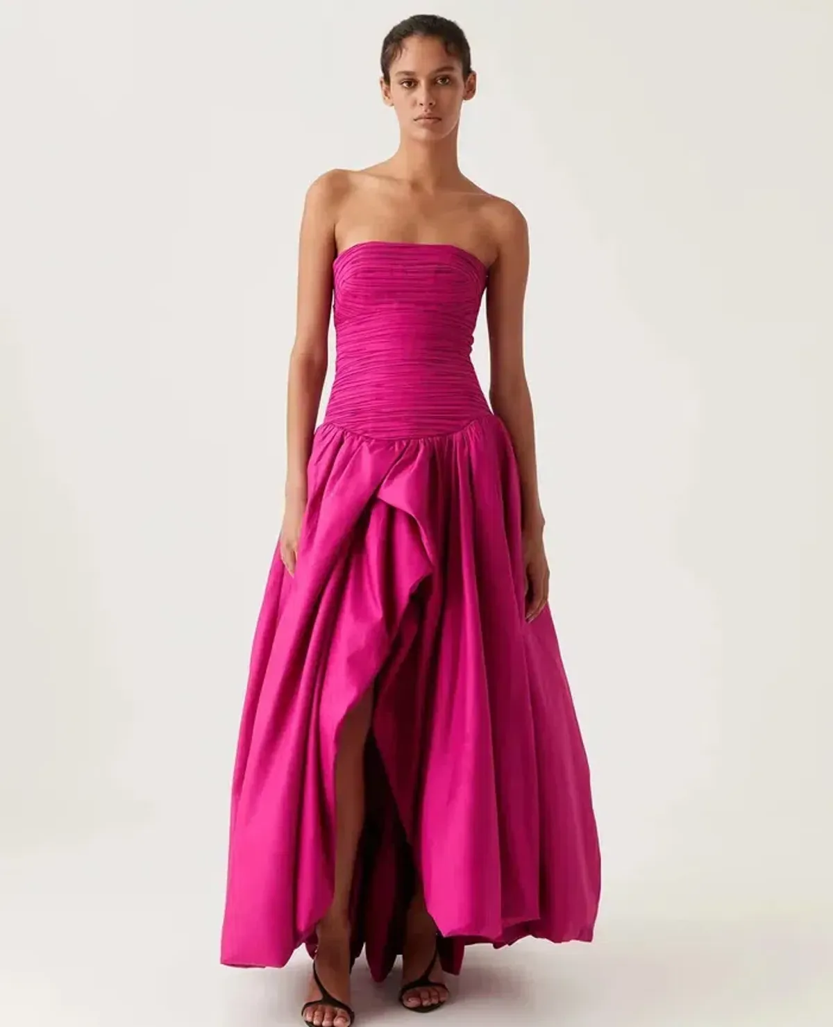 AJE Violette Bubble Hem Maxi Dress Deep Magenta Size AU 8 for rent on The Volte - main image