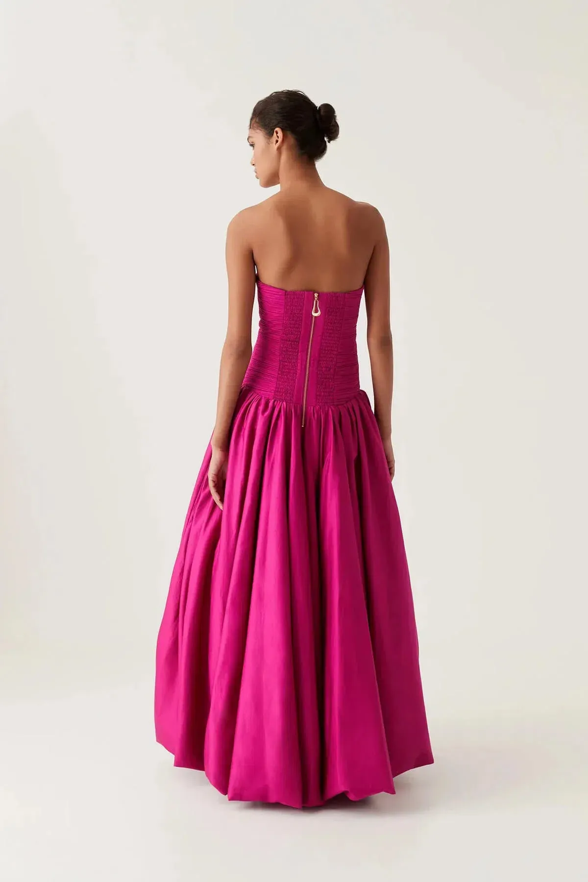 AJE Violette Bubble Hem Maxi Dress Deep Magenta Size AU 8 - Image 3