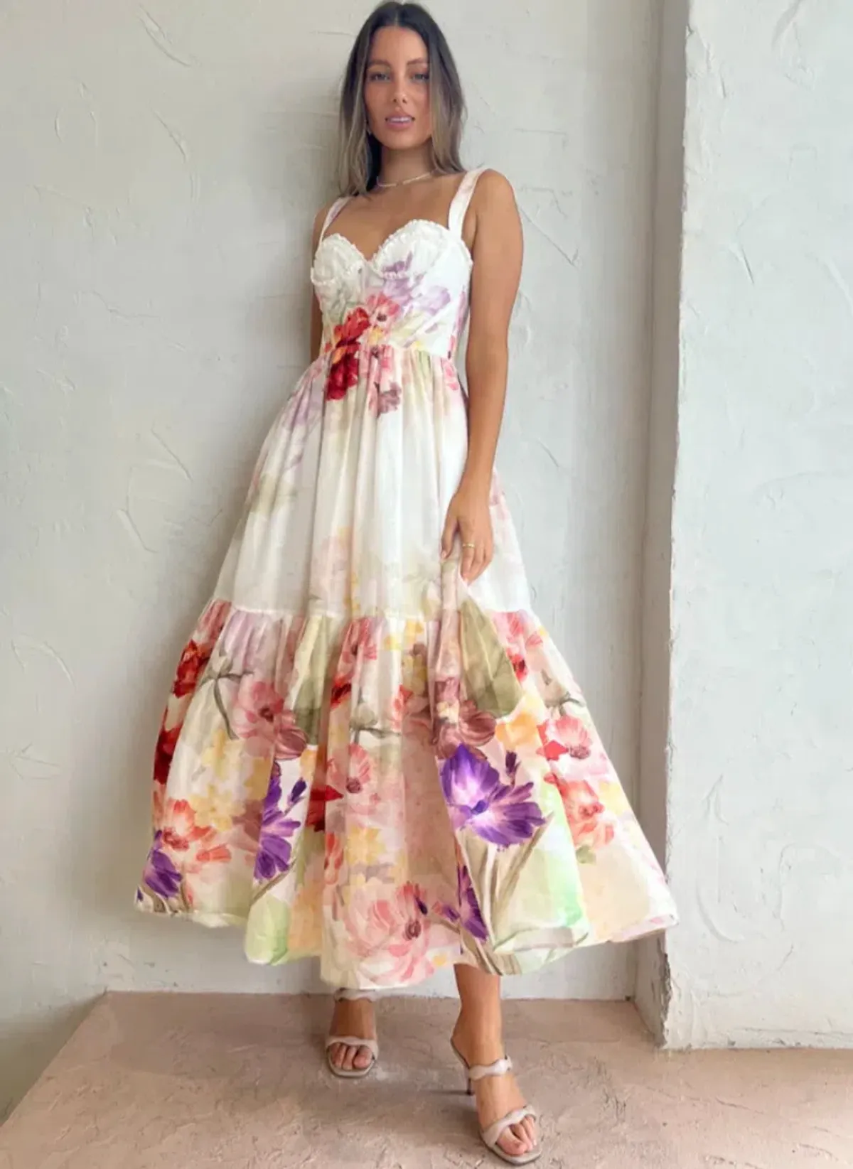 Leo Lin Rose Bustier Midi Dress Size 6 - Image 1