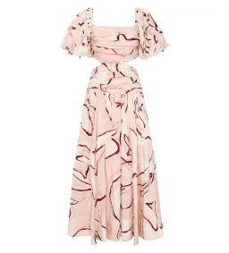 Aje Marianne Ruched Midi Dress Whimsical Dove Size 12 for rent on The Volte - image 4