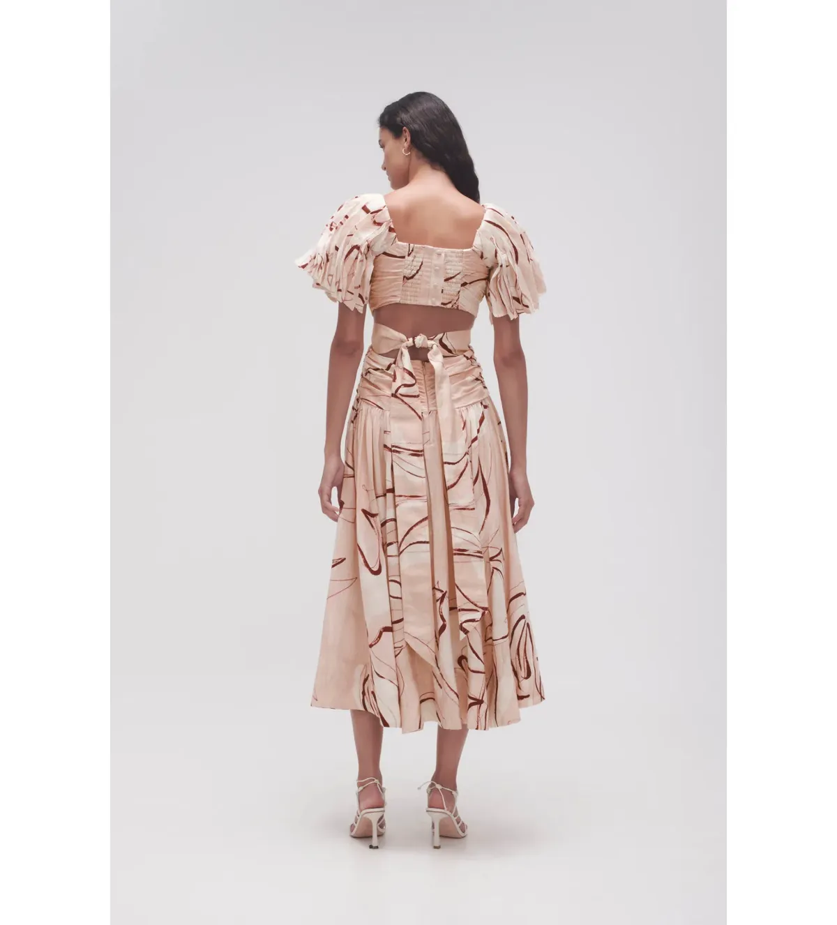 Aje Marianne Ruched Midi Dress Whimsical Dove Size 12 - Image 2
