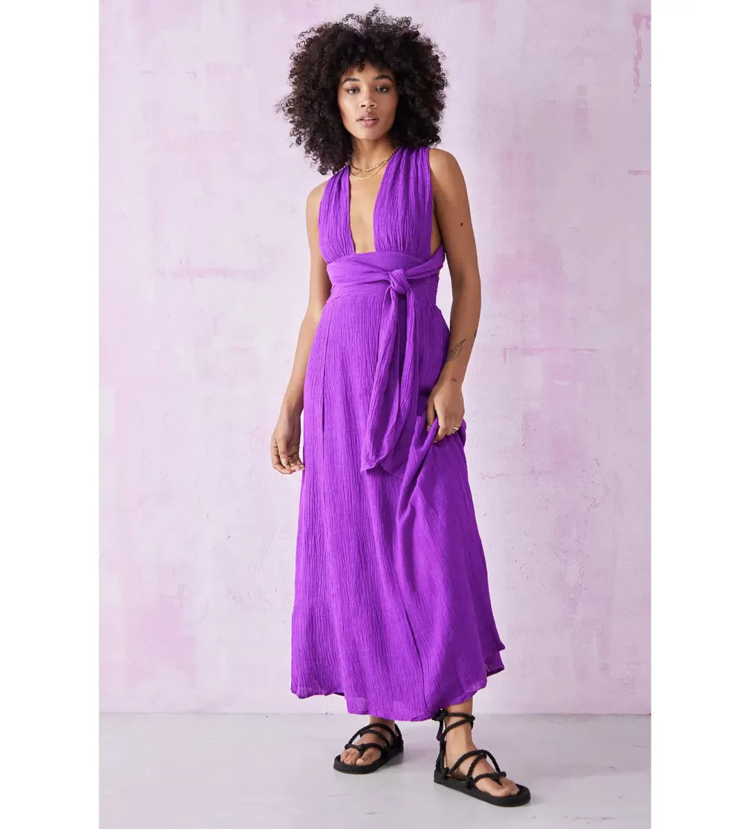 Faithfull The Brand Tropiques Maxi Dress Violet size 10 for rent on The Volte - main image
