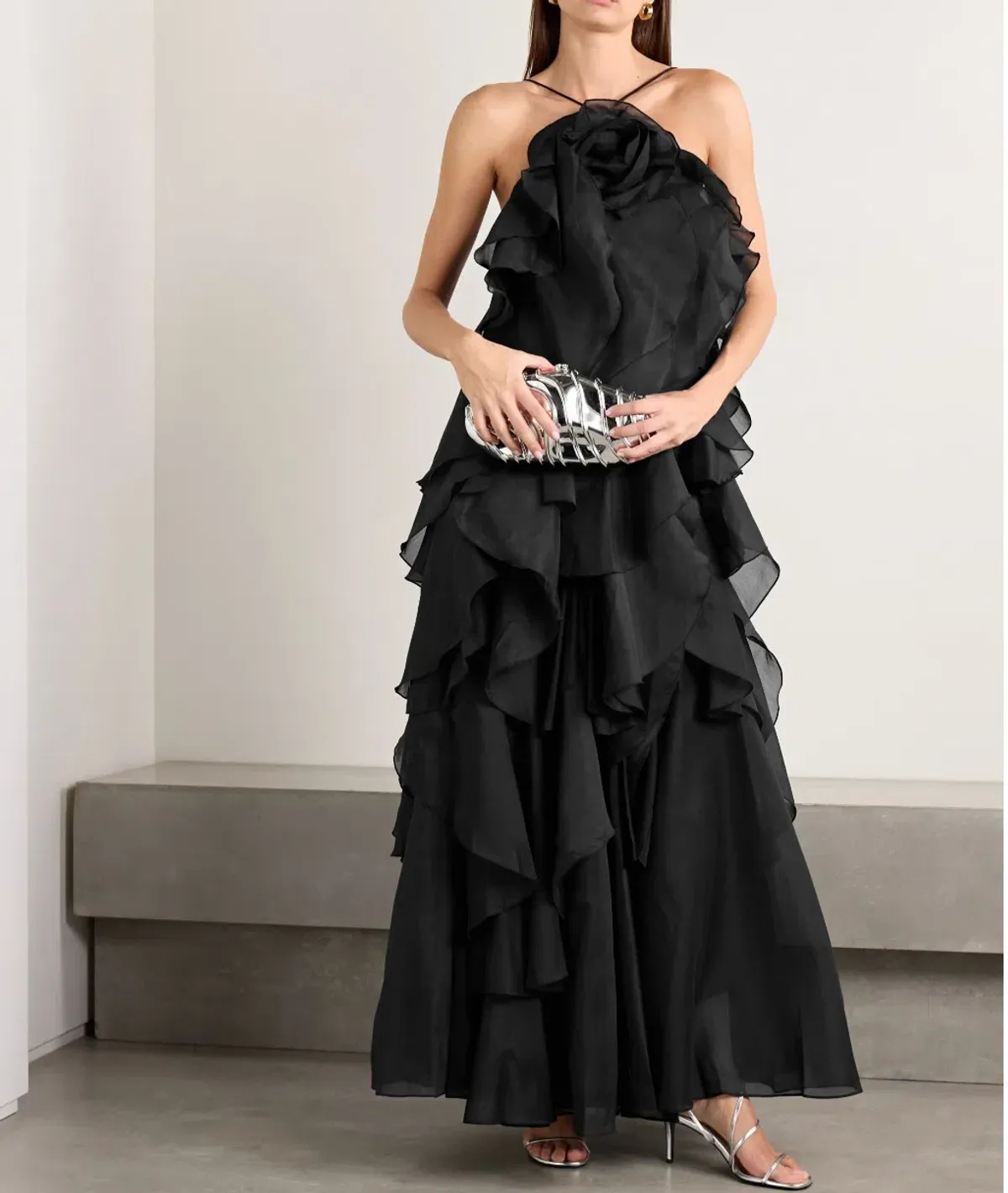 Aje Pandorea Layered Maxi Dress in Black Size 12 - Image 1