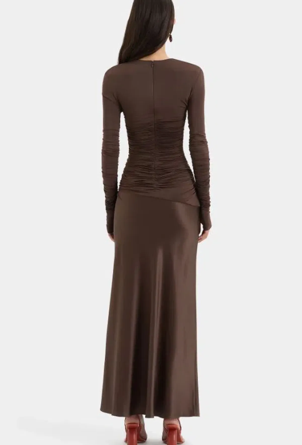 Sir Alessia Draped Gown Maxi Brown AU Size 6 - Image 4