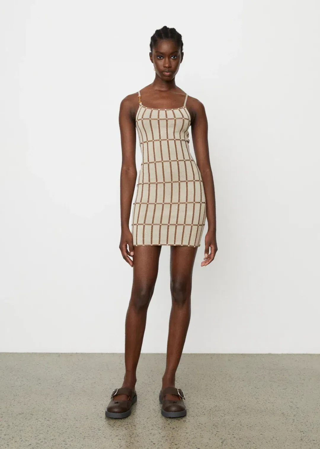 Jacquemus La Robe Maille Malha Mini Dress Beige Size 36/AU 8 for rent on The Volte - main image