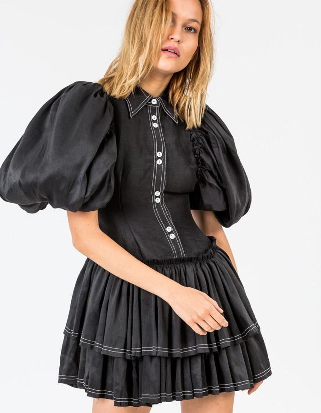 Aje Alice Mini Dress Black Size 10 for rent on The Volte - main image