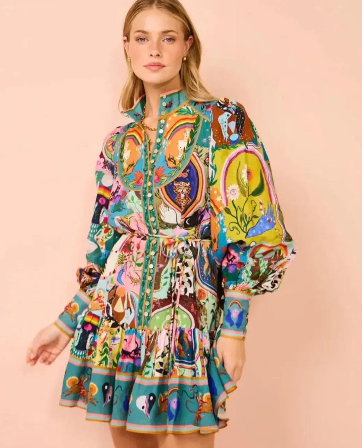 Alemais Evergreen Mini Dress Print Size 8 - Image 1