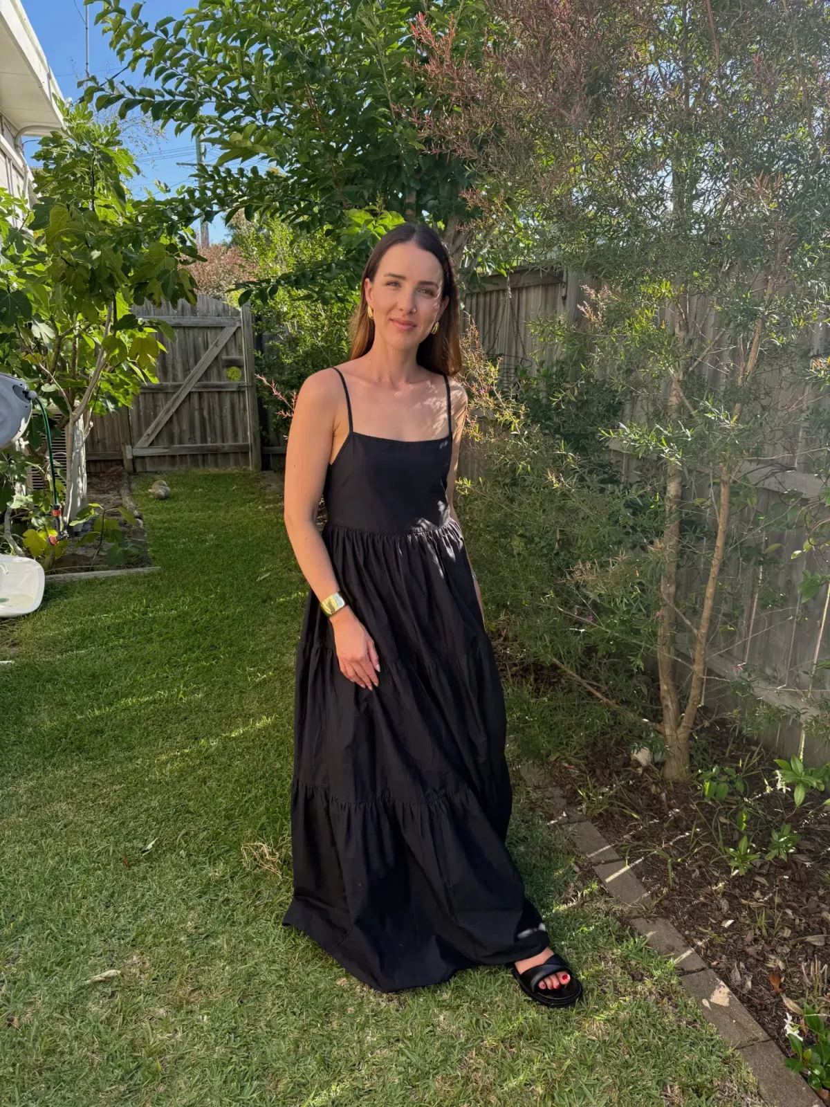 Matteau Tiered Low Back Sundress Black (Size 2 / AU 8) - Image 1