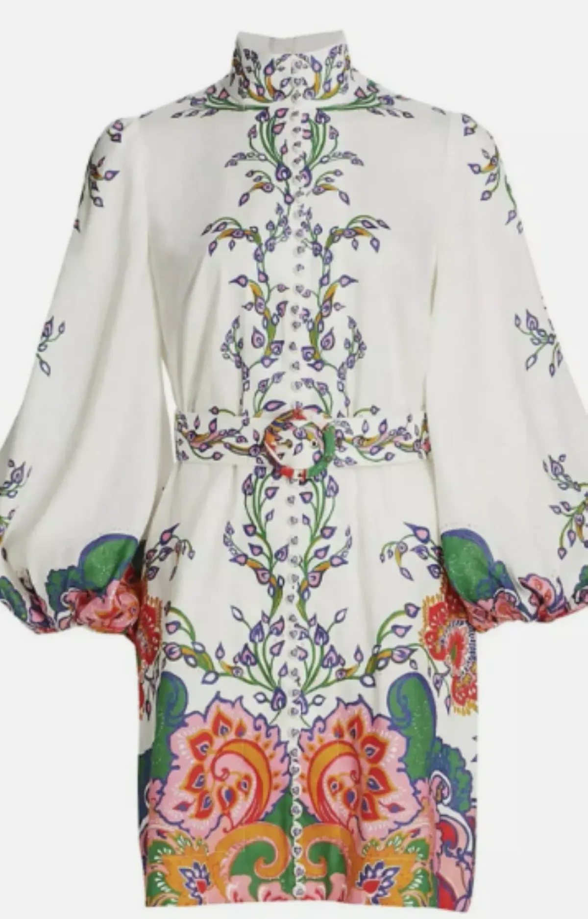 Zimmermann The Lovestruck Buttoned Tunic Mini Print Size 12 for rent on The Volte - main image