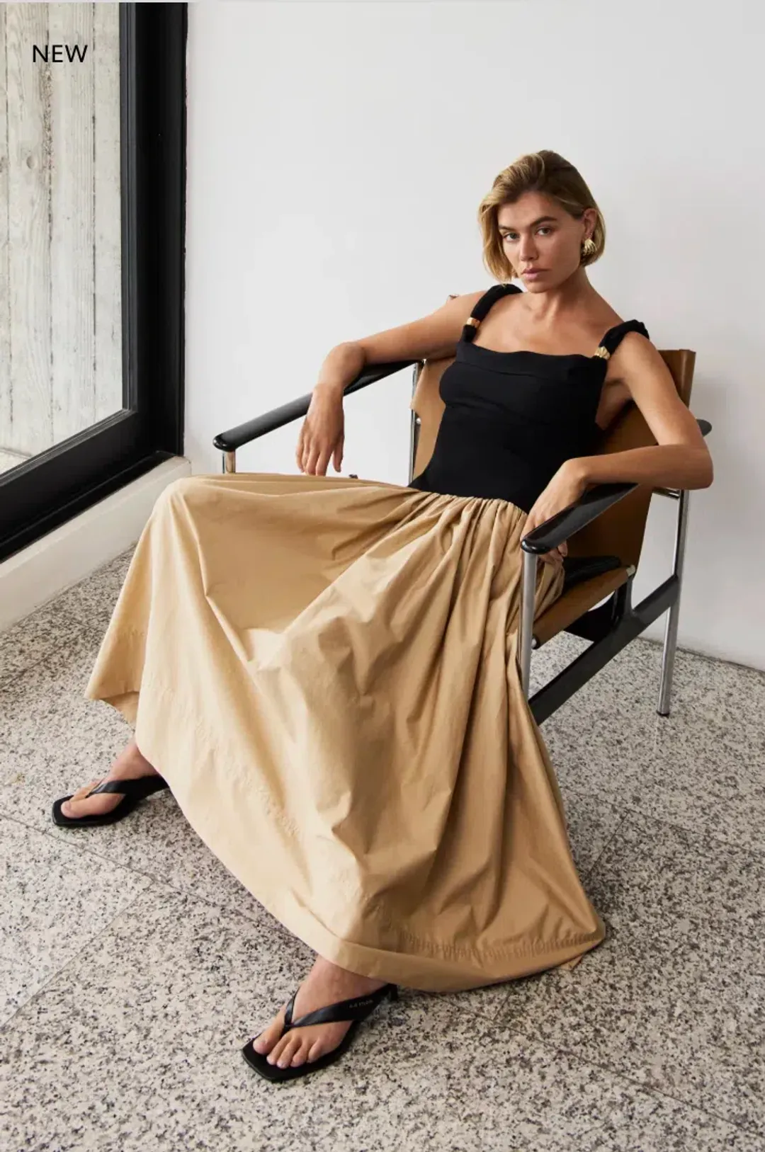 Aje Halcyon Knit Midi Dress Black/Sand Brown Size AU 8 for rent on The Volte - main image