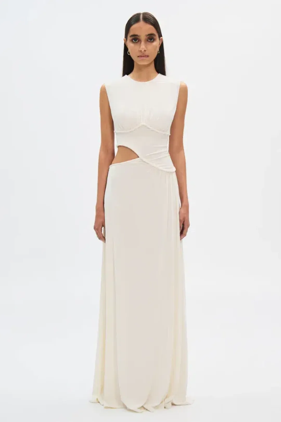 Misha The Sierra Jersey Gown Ivory White Size 12 for rent on The Volte - main image