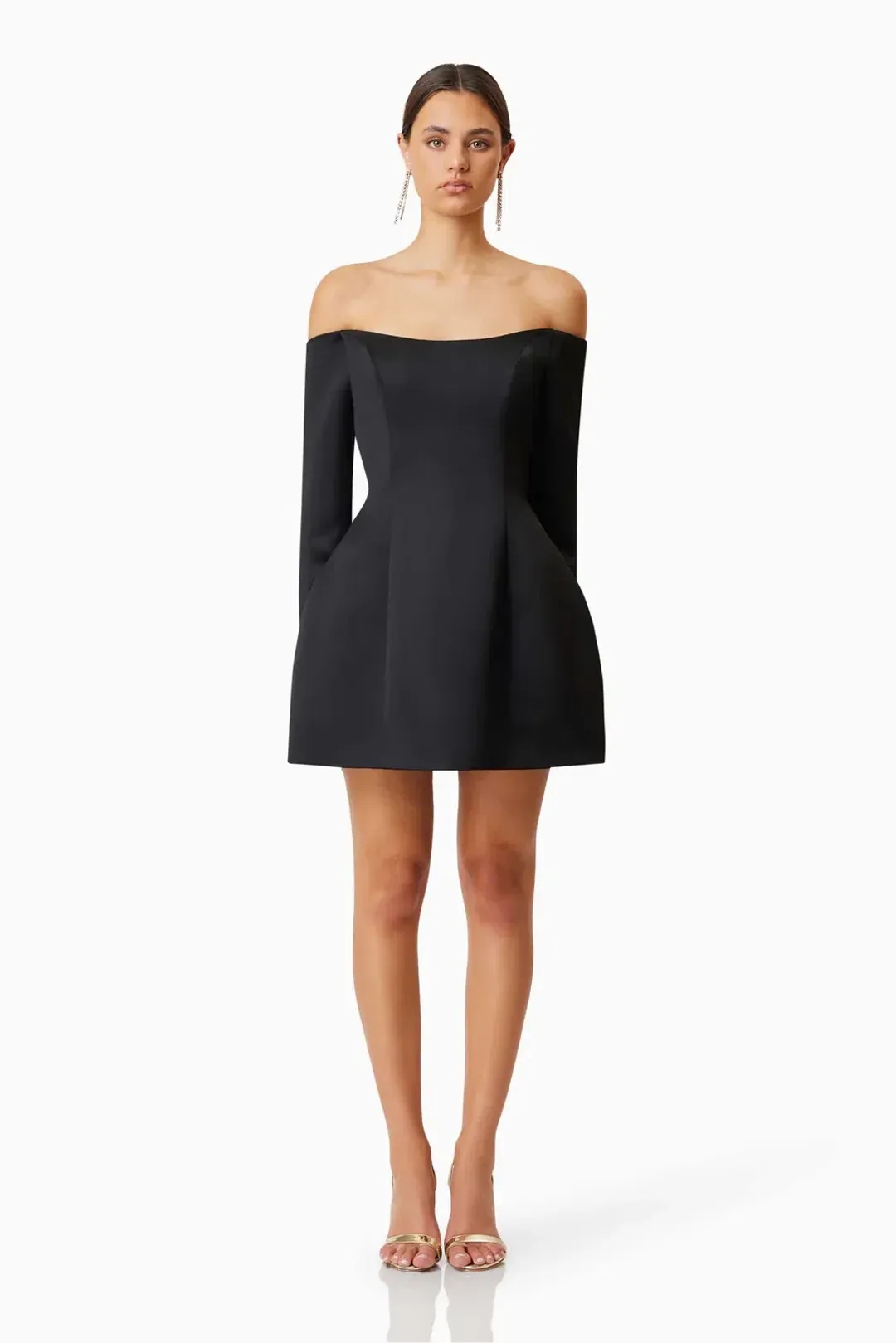 Elliatt Vida Off The Shoulder Day Mini Dress Black Size AU 10 for rent on The Volte - main image