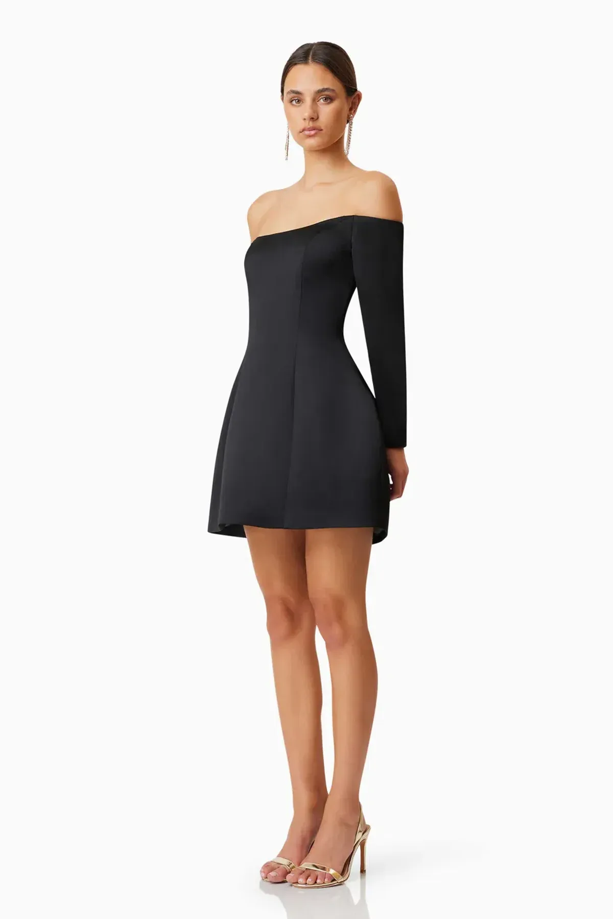 Elliatt Vida Off The Shoulder Day Mini Dress Black Size AU 10 - Image 5