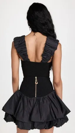 Aje Allard Ruched Strap Knit Top & Turner Bubble Skirt Set Black Size 6 for rent on The Volte - image 5