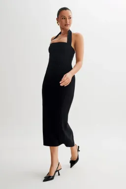 Meshki Amelita Suiting Halter Midi Dress Black Size 6 for rent on The Volte - image 3