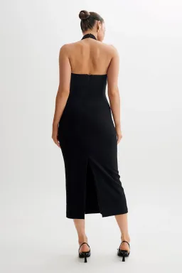 Meshki Amelita Suiting Halter Midi Dress Black Size 6 for rent on The Volte - image 4
