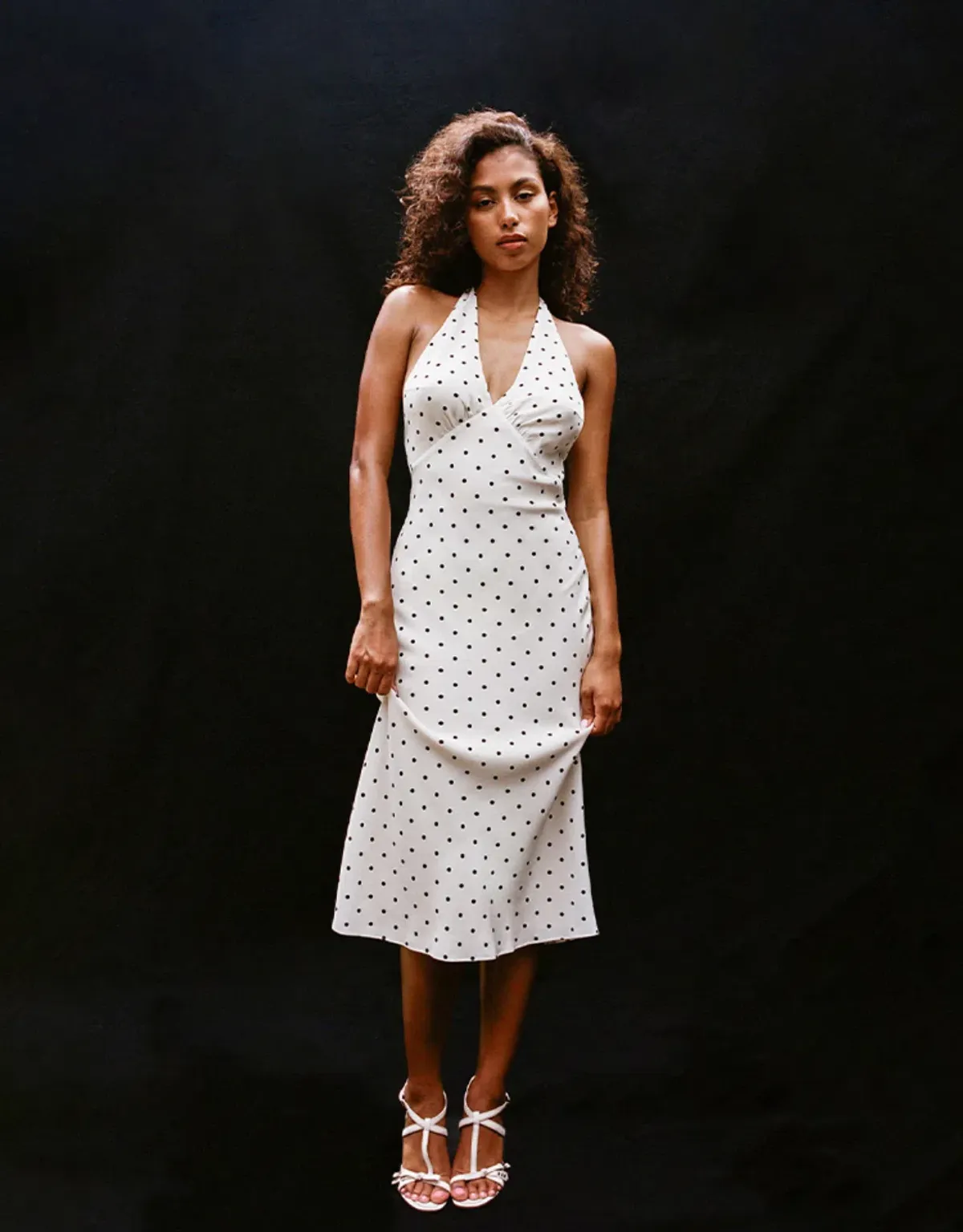 Realisation Par Sadie Halter Midi Dress Petite Spot Size 10 - Image 1