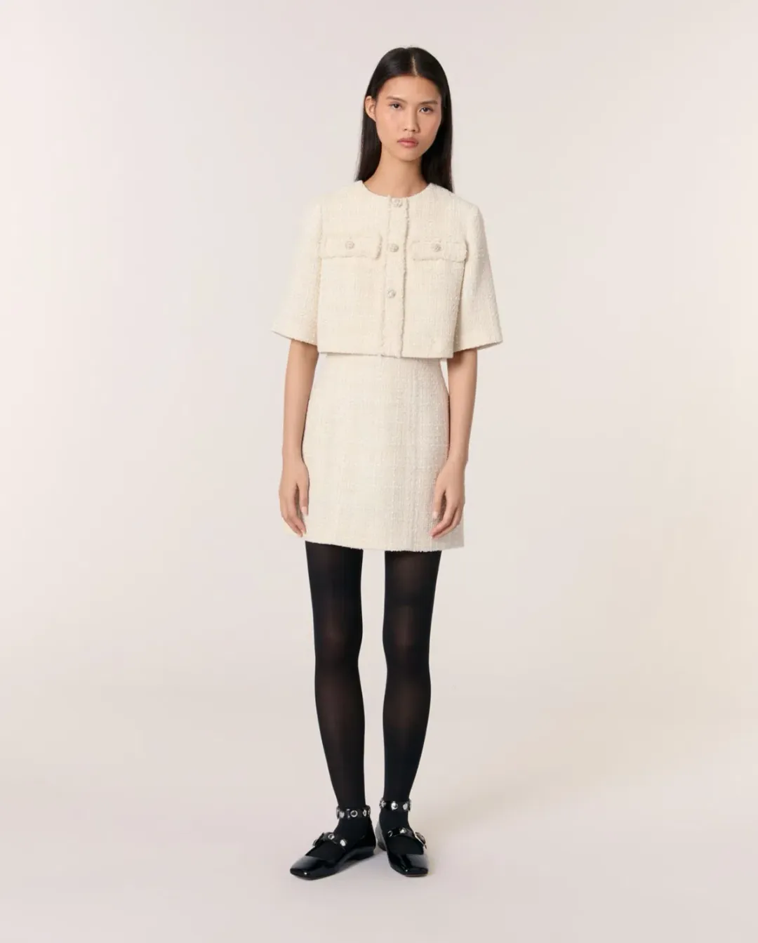 Maje Reims Dress & Jacket Cream Size 10 for rent on The Volte - main image