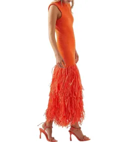 Aje Raffia Knit Midi Dress Orange Size M / AU 10 for rent on The Volte - image 3