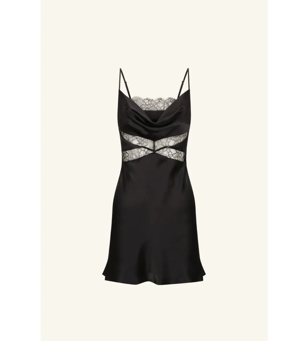 Shona Joy Leticia Silk Cowl Neck Lace Mini Dress Size 10 for rent on The Volte - main image