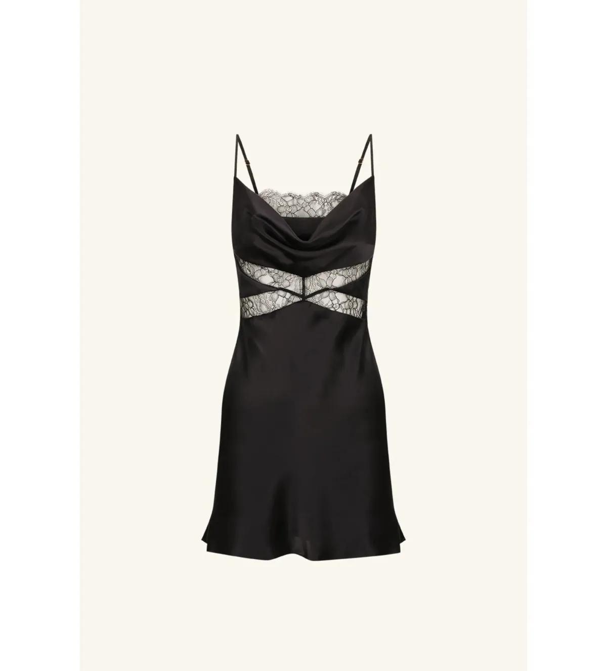 Shona Joy Leticia Silk Cowl Neck Lace Mini Dress Size 10 - Image 5