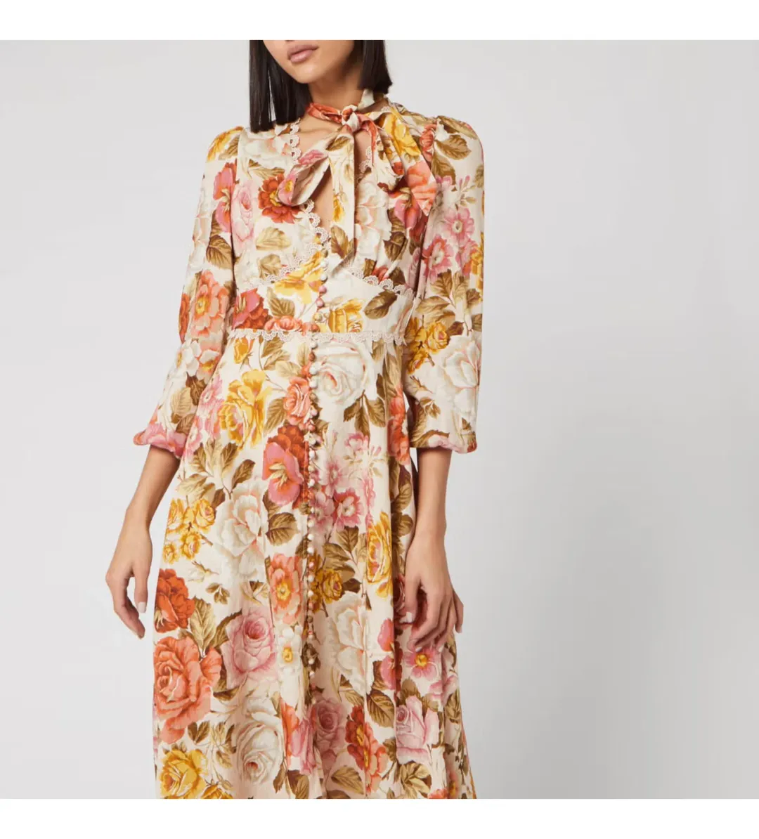 Zimmerman Bonita Linen Dress Lemon Floral Size 2 / AU 12 for rent on The Volte - main image