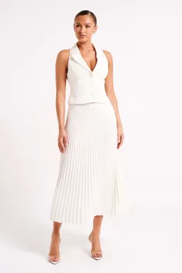 Meshki Mura Suiting Vest and Twyla Pleated Maxi Skirt White Size AU 6 for rent on The Volte - image 1