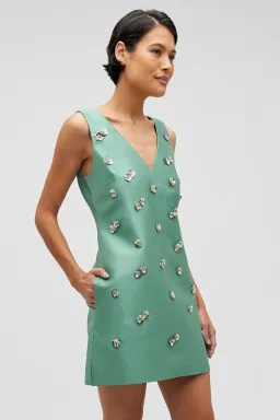 Oroton Embellished Shift Mint Leaf Dress Mini Size AU 12 for rent on The Volte - image 3