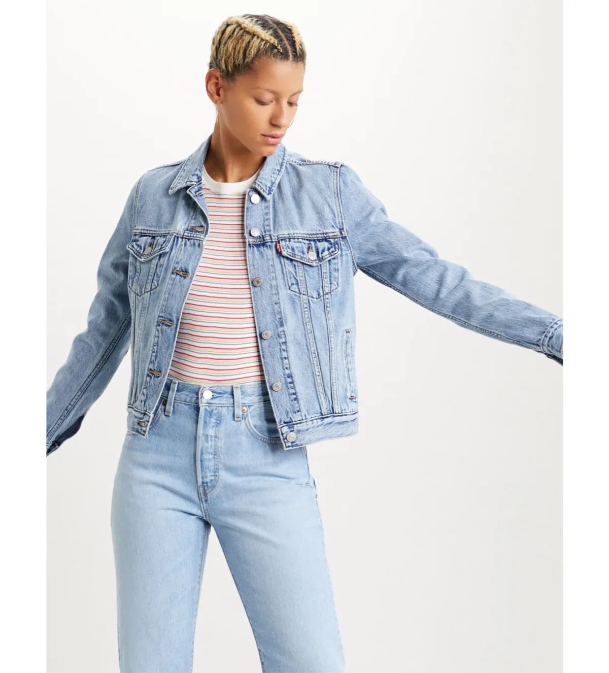 Levi's Original Denim Trucker Jacket Blue Size XS/6 for rent on The Volte - main image