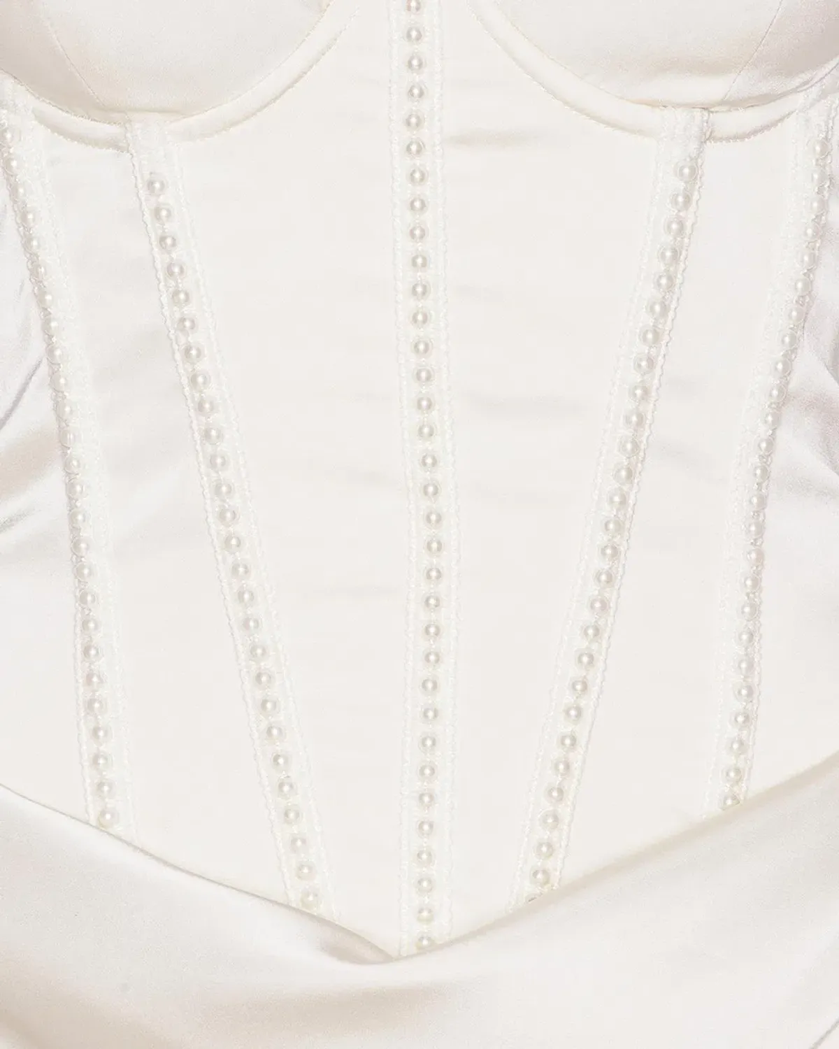 Rotate by Birger Christensen Satin Pearl Corset Dress in White Size 34 / AU 6 - Image 4