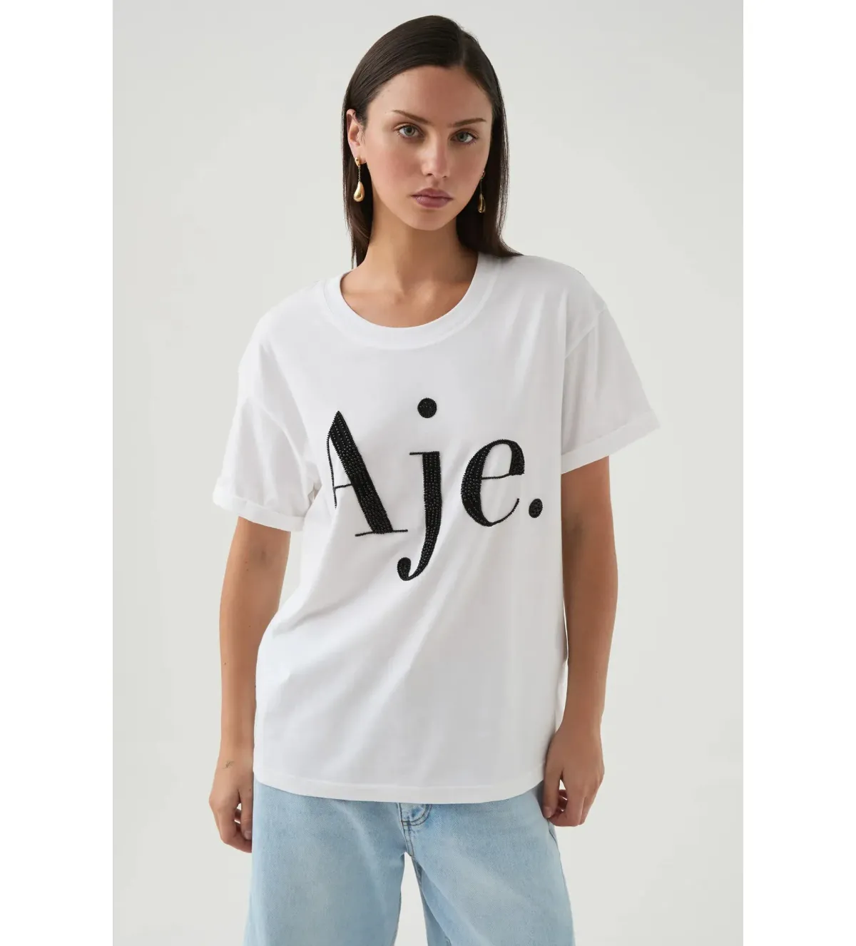 Aje Beyond Embellished Logo Tee Size XS/6 for rent on The Volte - main image